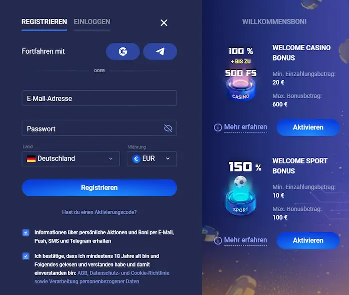 Legzo Casino login